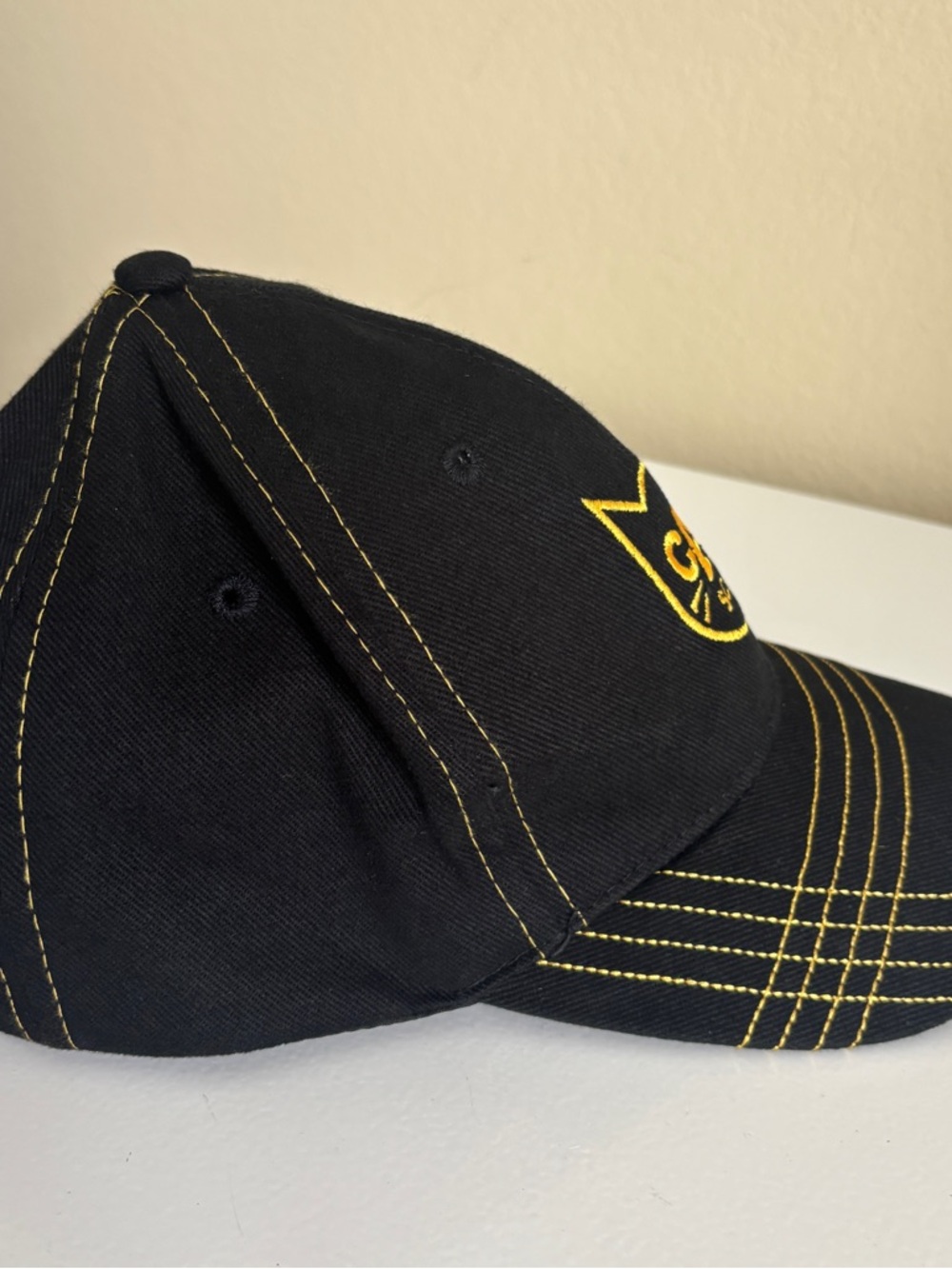 CAT Scale Denim Ball Cap Black/Yellow StrapBack Vintage EUC - Picture 4 of 8